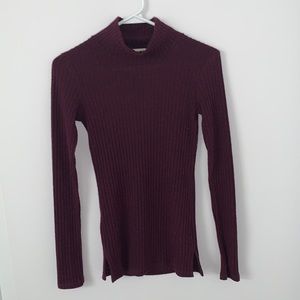 Wilfred Free Aritzia Burgundy Ribbed Turtleneck